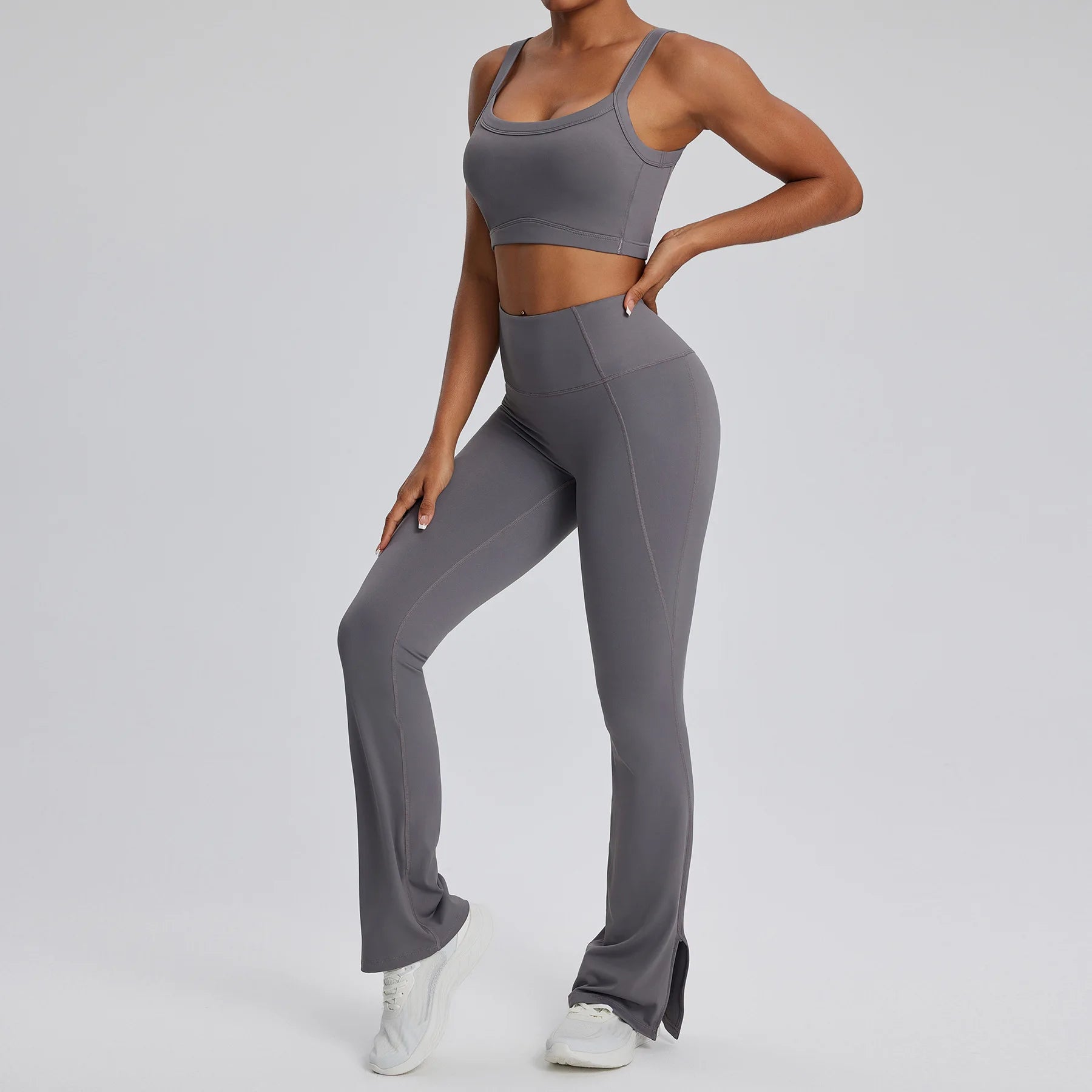 2PCS Yoga Suit Gym Set Women Clothes Running Tracksuit Workout Long Sleeve High Waist Bell-bottoms Sports Shirt Yoga Clothing
