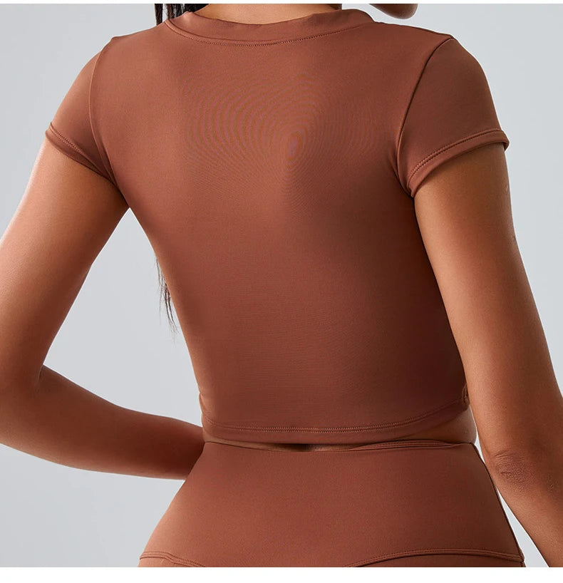 Women Yoga Top Sexy Sport T Shirts Fitness Clothes Workout Short Sleeve Yoga Shirt Gym Top Running Active Wear Push Up Sport Top