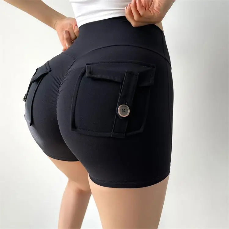 Summer Sports Shorts Pockets Women Gym Leggings Women Scrunch Butt Workout Shorts Cycling Shorts Push Up Yoga Pants Butt Shorts