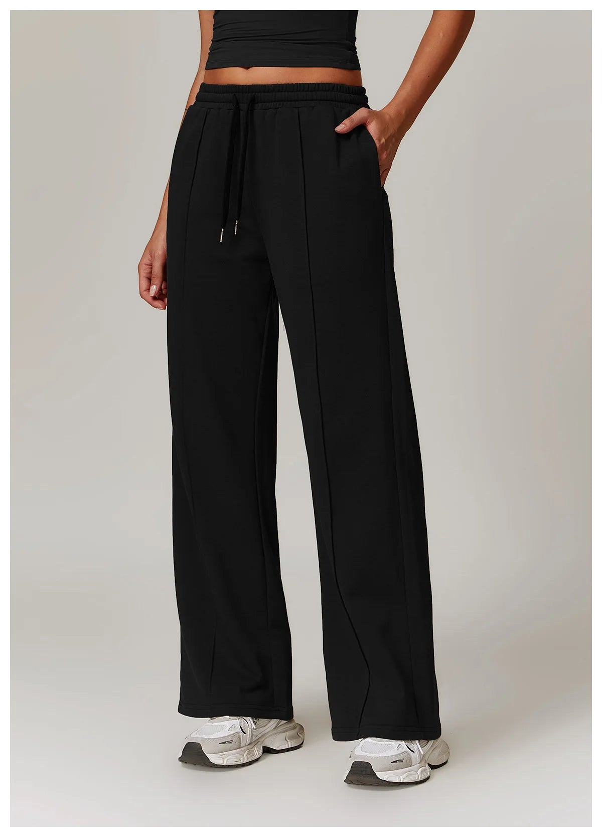 Winter High Waist Loose Fit Sports Sweatpants for Women Pocket Straight Leg Casual Pants Fitness Running Sports Pants for Women