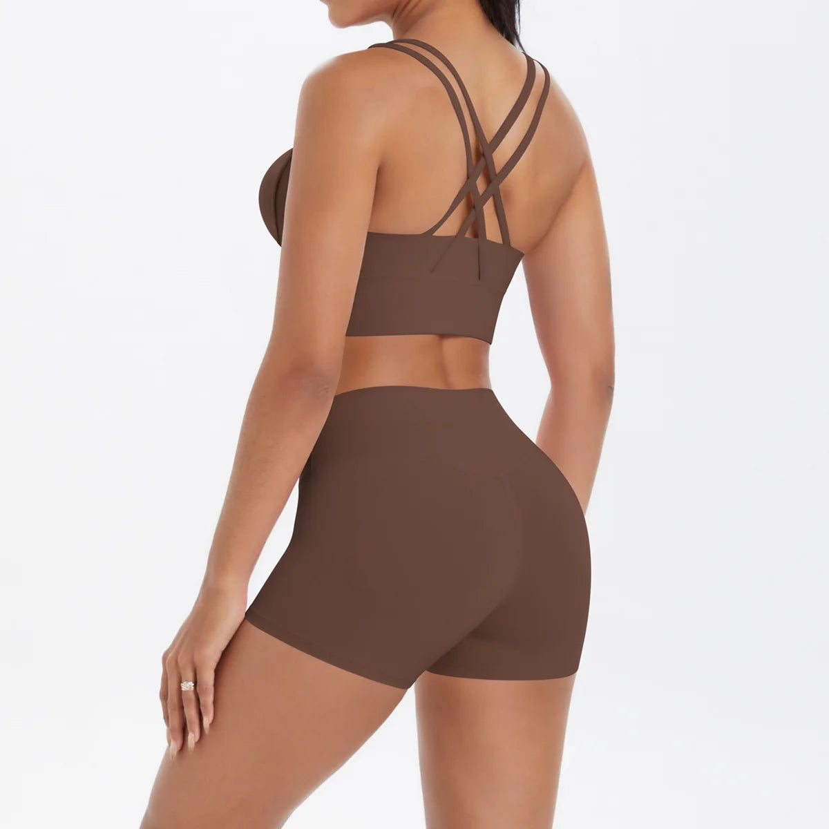 Yoga Sport Set Women Seamless Crop Top Bra Shorts Yoga Set Comfort Elastic Sportsuit Workout Outfit Fitness Gym Clothes