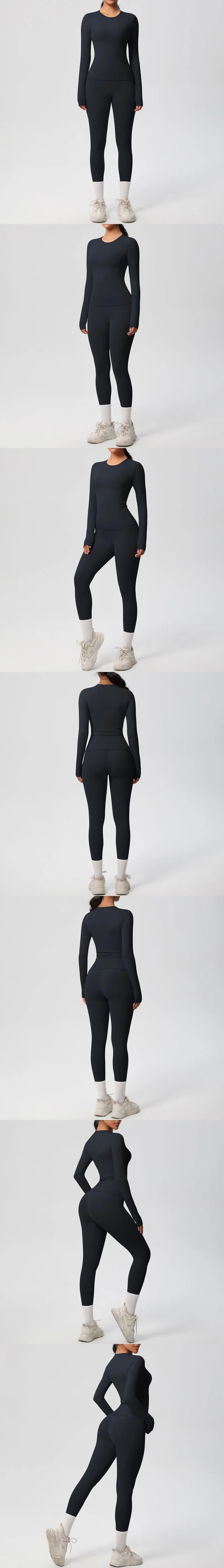 2PCS Yoga Suit Sports Set Women Sportswear Gym Set Women Tracksuit Running Workout Long Sleeve Sports Shirt Yoga Clothing