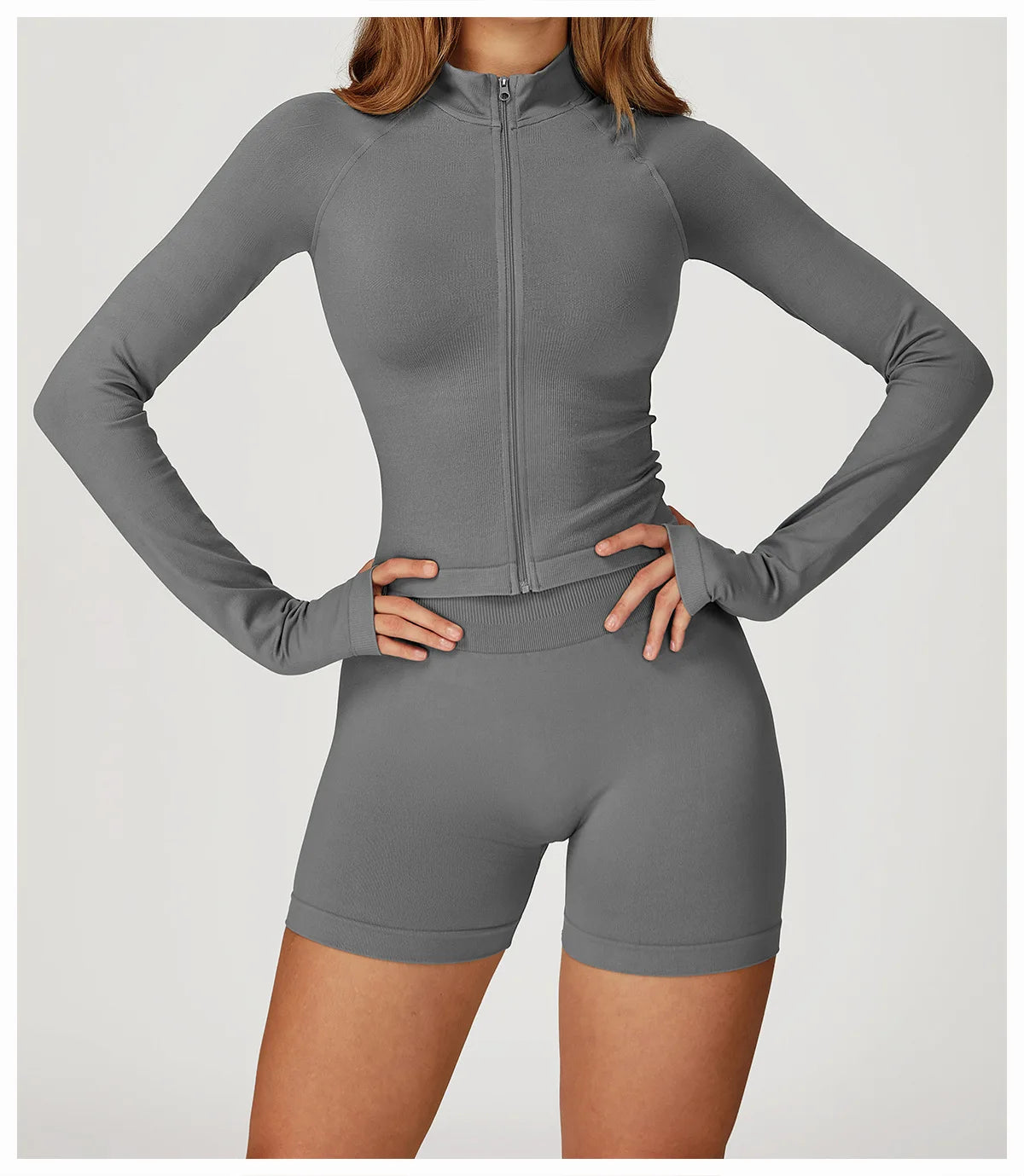 2PCS Seamless Yoga Set Gym Clothes Athletic Wear Women Fitness Set Tracksuits Sports Long Sleeved Gym Suit Leggings Sportswear