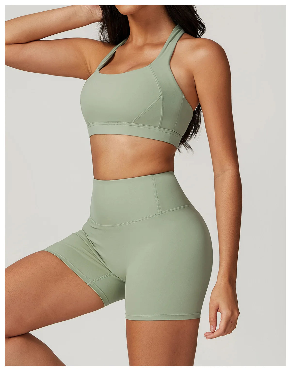 2PCS Women's Tracksuit Athletic Wear Yoga Set Workout Shorts Sportswear Gym Clothing High Waist Leggings Fitness Bra Sports Suit
