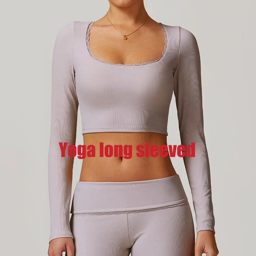 Ribbed Yoga Shirts For Women Long Sleeve Fitness Running Gym Clothes Push Up Workout Dry Fit Breathable High Elastic Sports Top