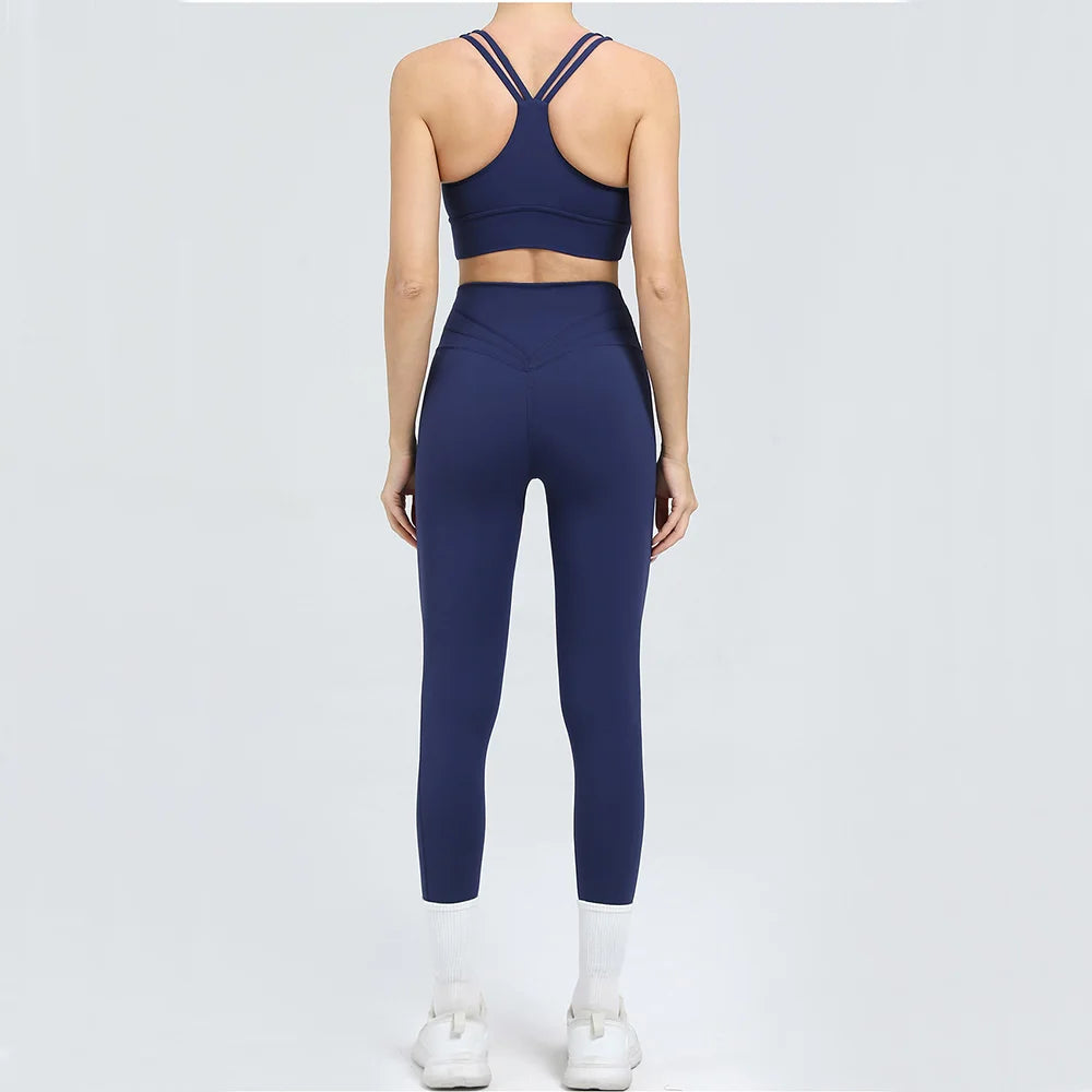 Women's Tracksuit Fitness Suit Yoga Sets Sportswear Workout Outfits Sports Bra High Waist Leggings Gym Clothing Sports Suits