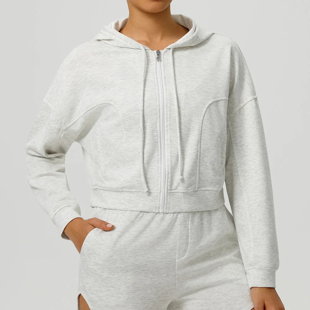 Autumn Loose Yoga Long Sleeved Hoodie Women's Hooded Sports Jacket Running Yoga Jacket Long Sleeved Jacket
