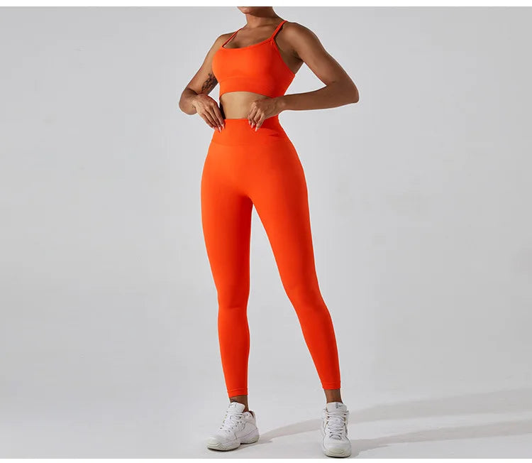 Women's Tracksuit Seamless Fitness Suit 2PCS Yoga Set Sportswear Workout Sports Bra High Waist Leggings Gym Clothing Sports Suit