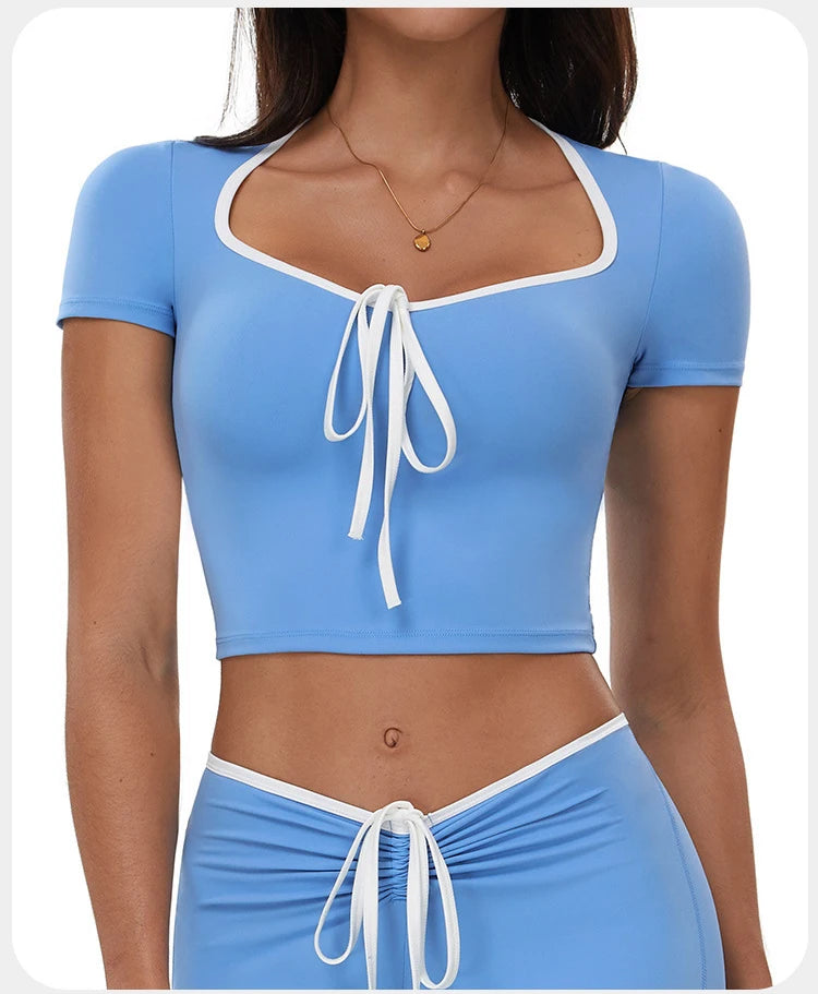 Sports T-shirt Women's Tight Fitting Quick Drying Short Sleeved Yoga T-shirt Pilates Running Exercise Fitness Short Sleeved