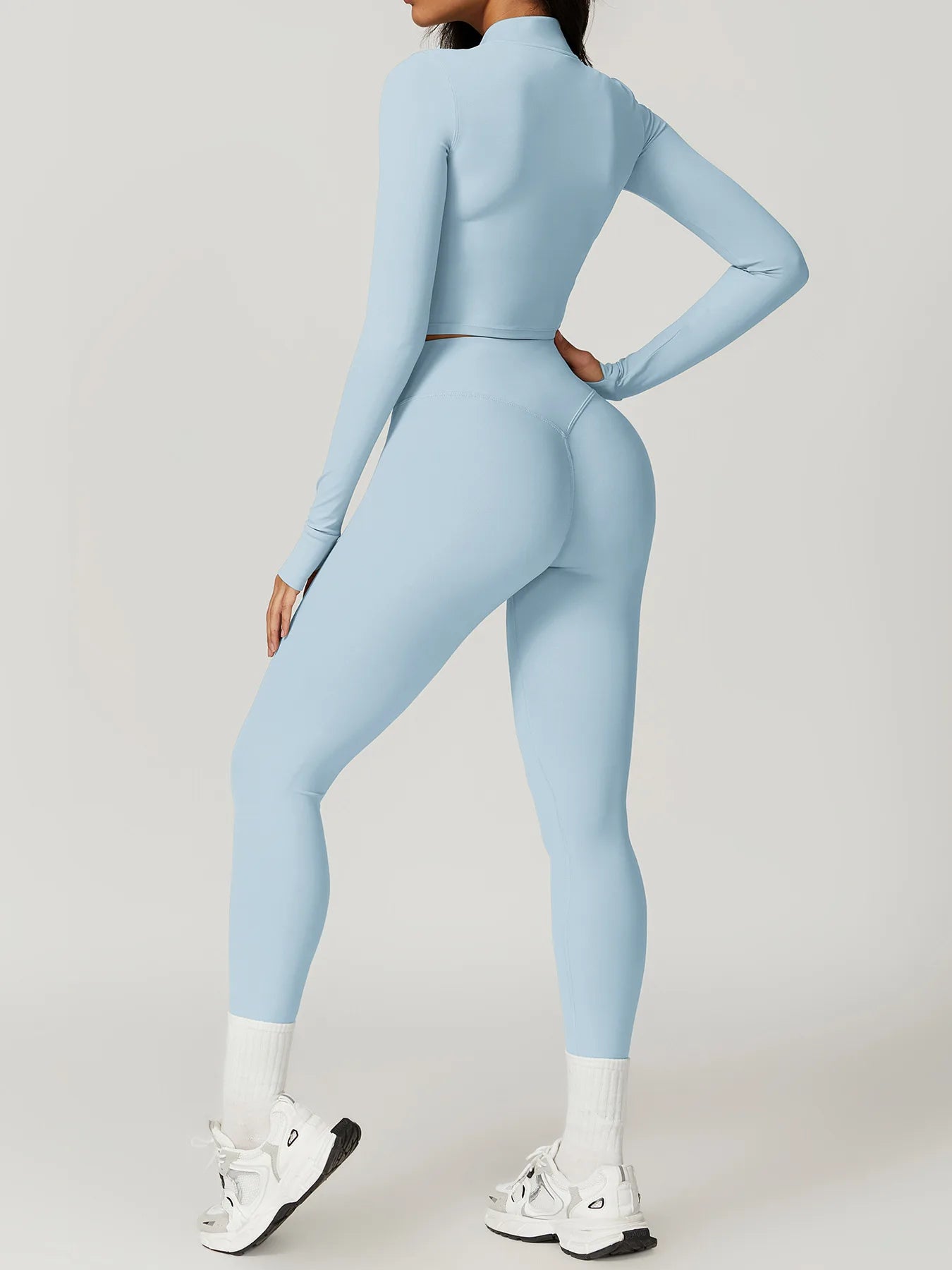 Women Outdoor Sports Long Sleeved Slim Yoga Clothes Quick Dry Zipper Cardigan Stand Up Collar Jacket Running Fitness Jacket Top