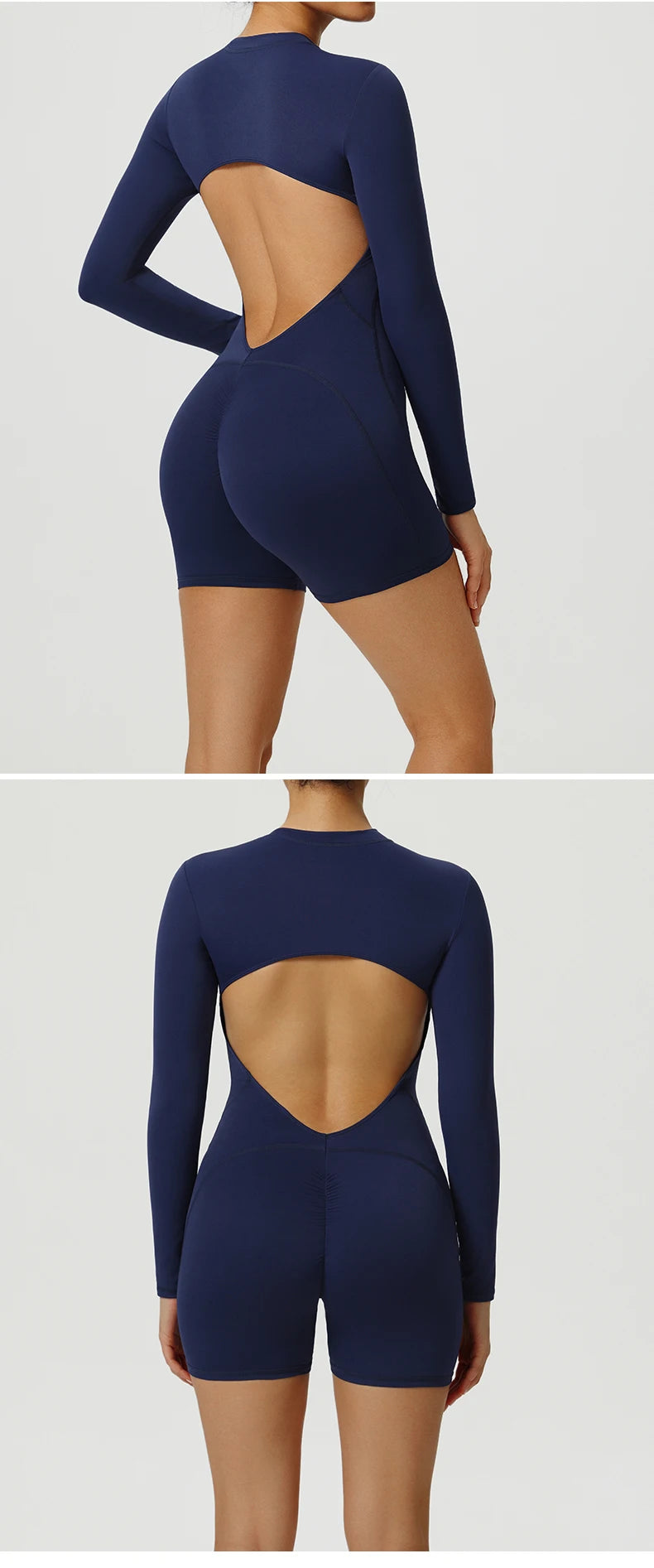 Zipper Yoga Jumpsuits Sports Overalls Fitness Long-Sleeved One-Piece Workout Romper Running Gym Tracksuits for Women Sportswear
