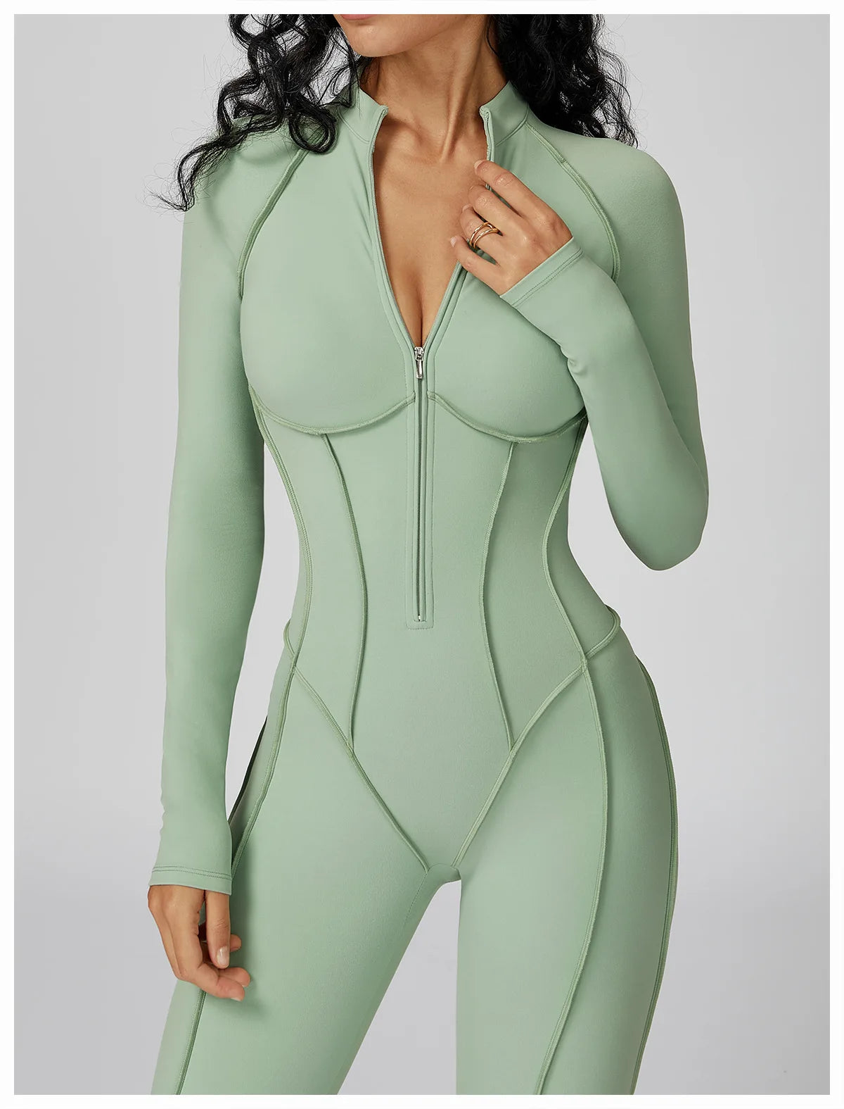 Women Sport Bodysuit Fitness Yoga Zipper Jumpsuit High Elasticity Outdoors Gym Tracksuits Workout Sports Sexy Jumpsuit Sportwear