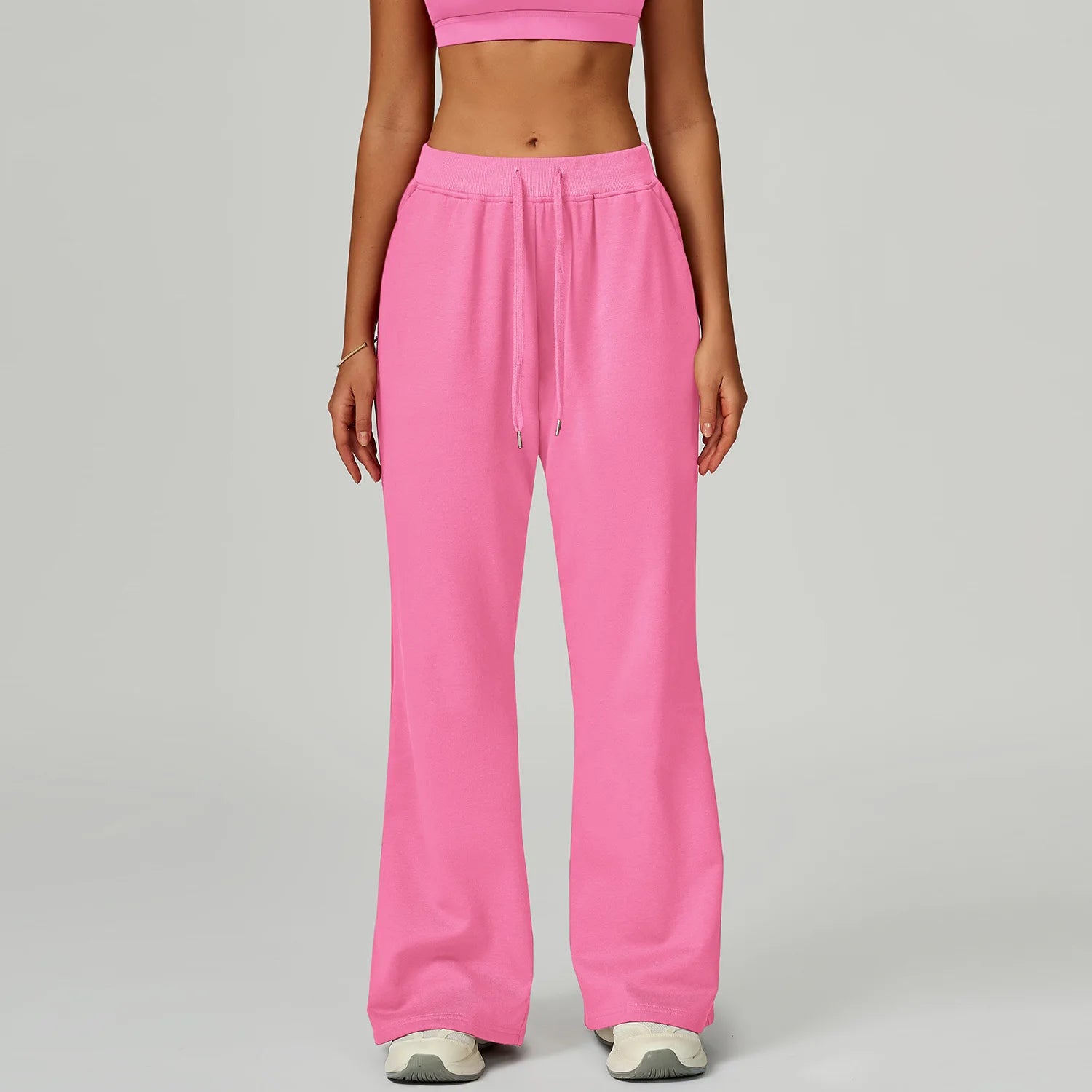 Winter High Waist Loose Fit Sports Pants Women Drawstring Wweatpants With Pockets Straight Leg Yoga Pants Versatile Sports Pants