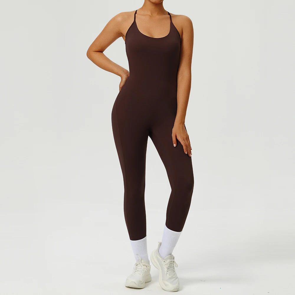 Yoga Overalls Women Tracksuit Yoga Set Jumpsuits Ribbed One Piece Fitness Rompers Sleeveless Sportswear Gym Set Workout Clothes