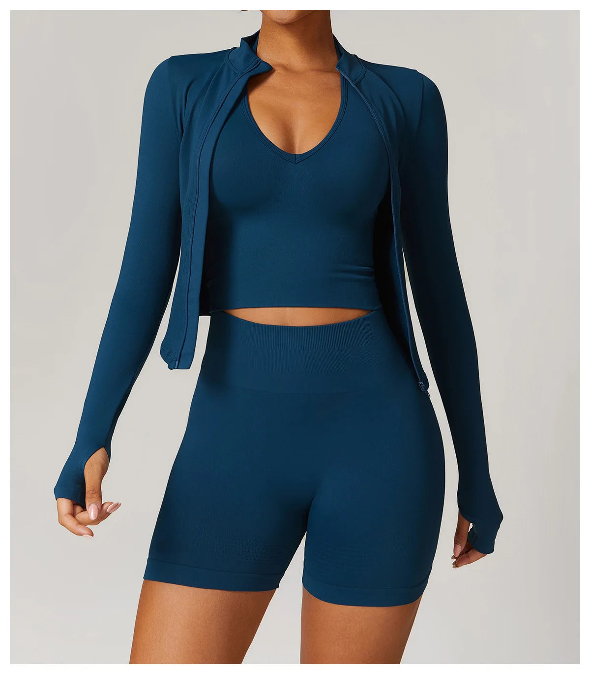 Seamless Yoga Set 3PCS Women Sportswear Workout Clothes Athletic Wear Gym Legging Fitness Bra Crop Top Long Sleeve Sports Suits