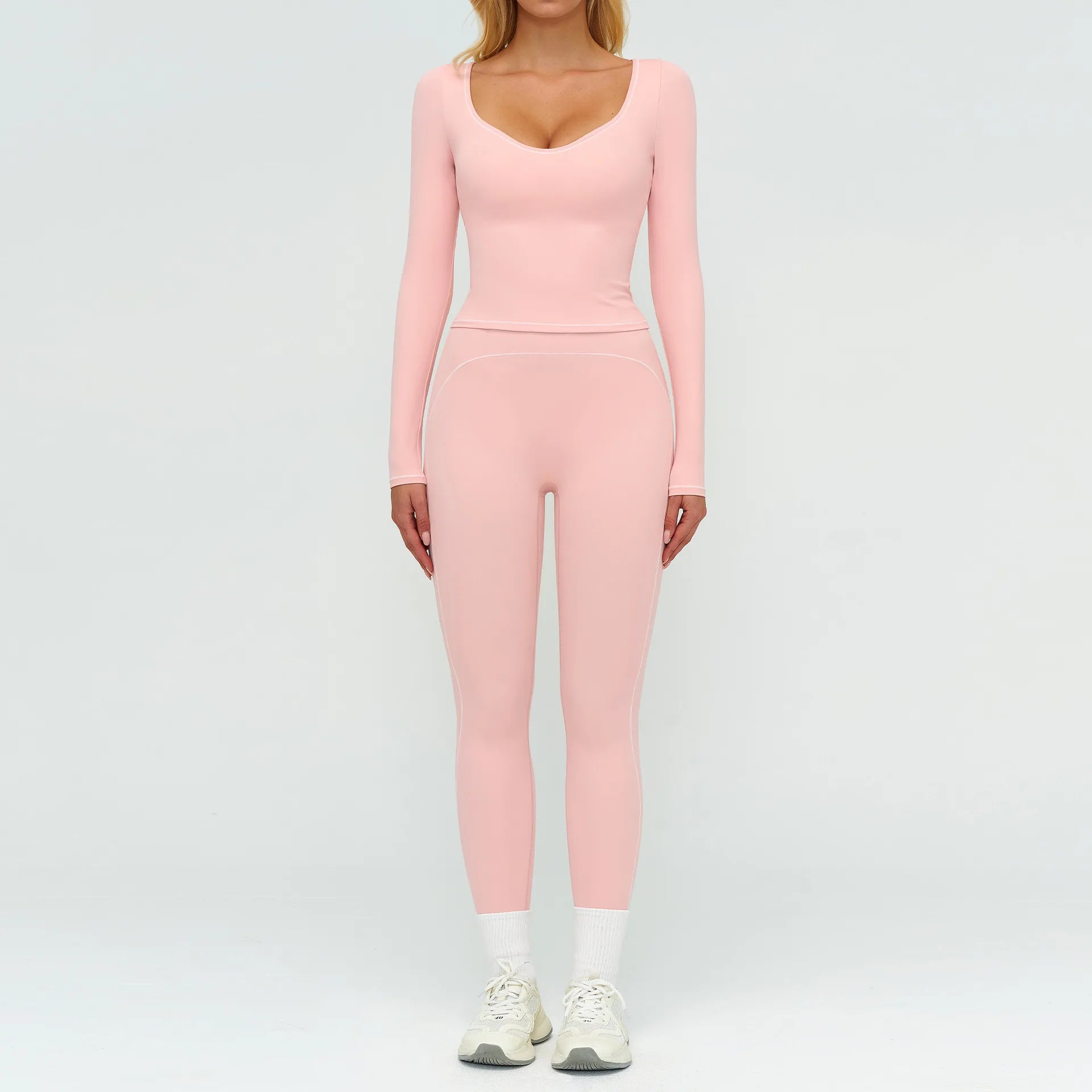 Yoga Set Women Tracksuit 2PCS Sportswear Workout Clothes Athletic Wear Gym Leggings Fitness Outfits Top Long Sleeve Sports Suits