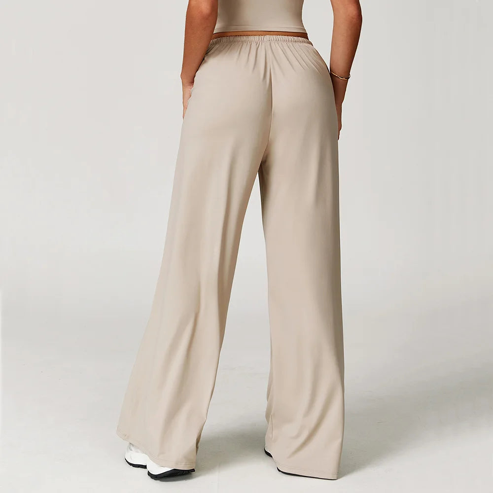 High Waist Yoga Pants Women's Hanging Wide Leg Loose Casual Pants Women's Sports Pants Fitness Running Elastic Drawstring Pants