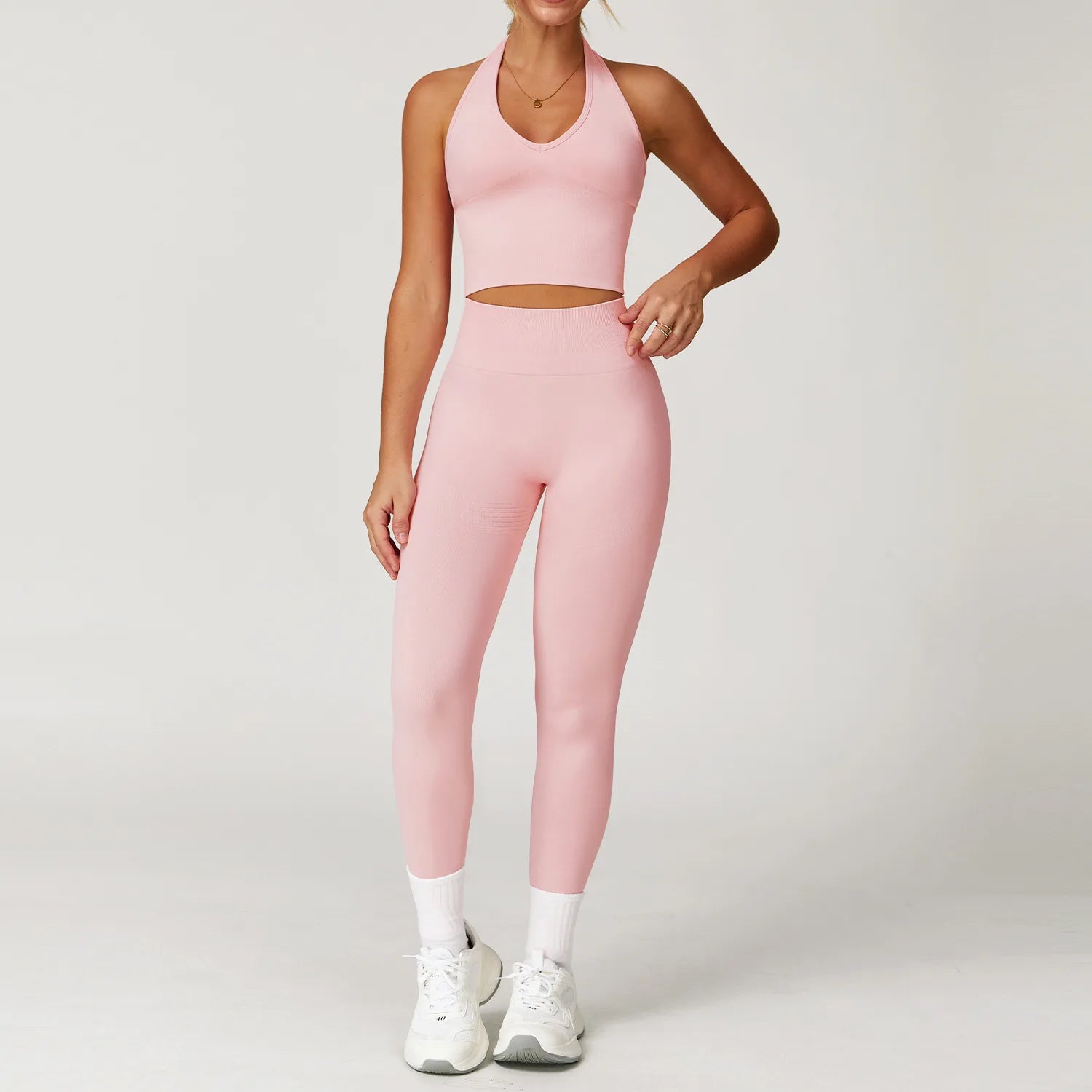 2PCS Seamless Women Tracksuit Yoga Set Workout Outfit Sportswear Gym Clothing Fitness Long Sleeve High Waist Legging Sports Suit