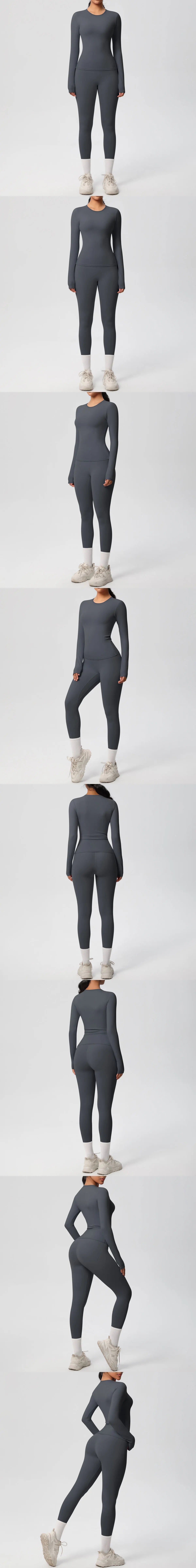 2PCS Yoga Suit Sports Set Women Sportswear Gym Set Women Tracksuit Running Workout Long Sleeve Sports Shirt Yoga Clothing