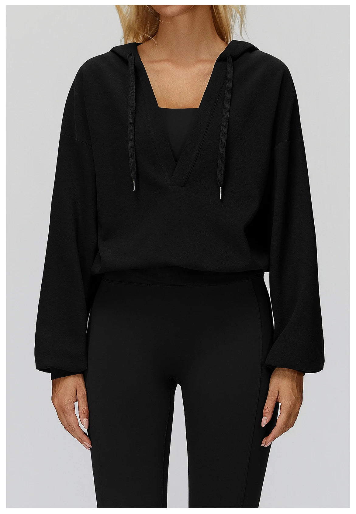 Autumn New Yoga Long Sleeved Women's Hooded Jacket V-neck Loose and Comfortable Outerwear Outdoor Running Workout Sports Jacket