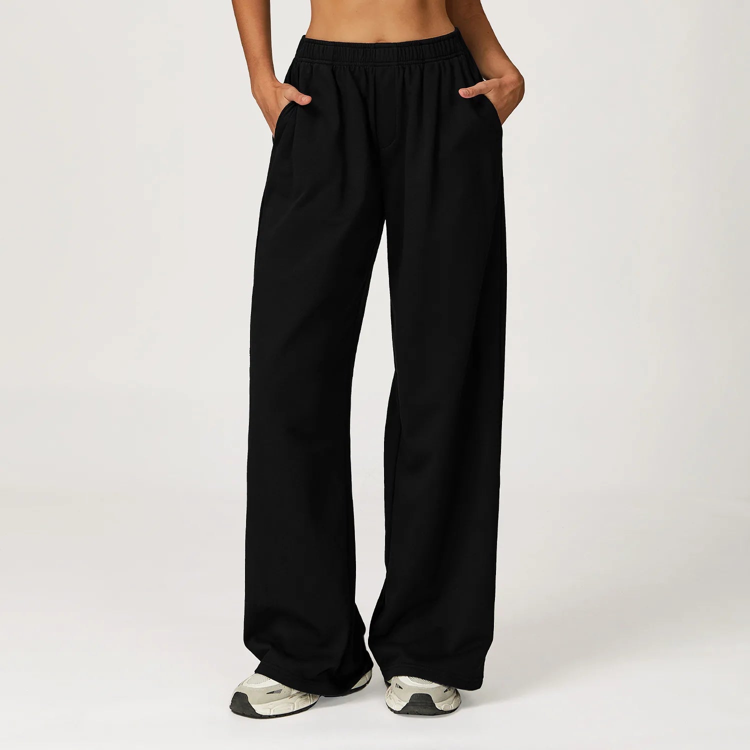 Winter High Waisted Long Sweatpants Women's Yoga Pants Wide Leg Straight Leg Loose Pants Outdoor Running Sports Sweatpants