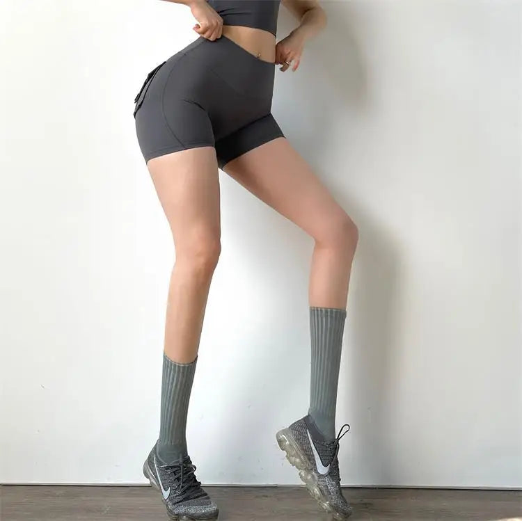 Summer Sports Shorts Pockets Women Gym Leggings Women Scrunch Butt Workout Shorts Cycling Shorts Push Up Yoga Pants Butt Shorts