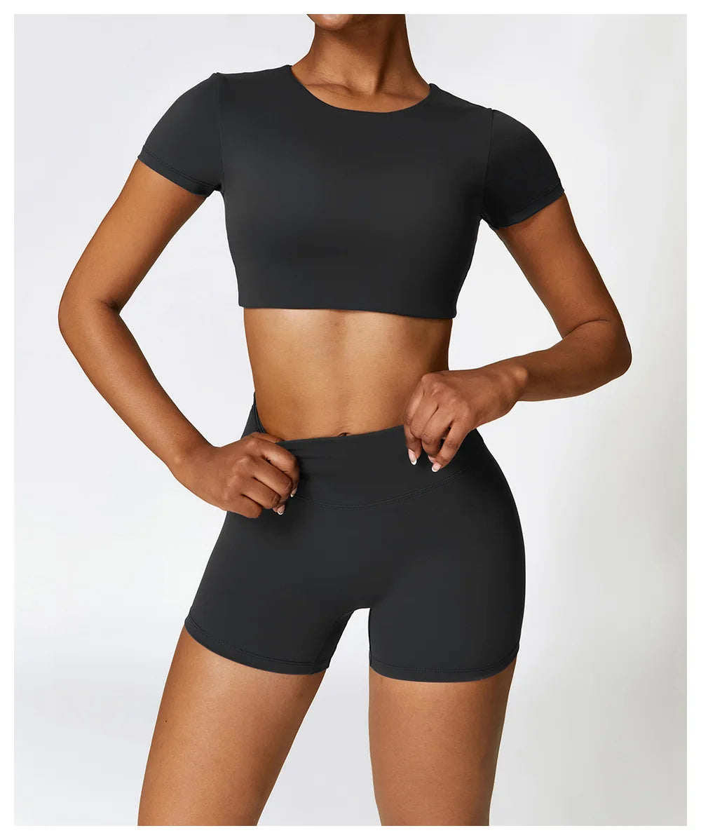 Yoga Top Women Sport T Shirts Push Up Fitness Clothes Short Sleeve Yoga Shirt Gym Top Running Active Wear Sport Top Femme Tights