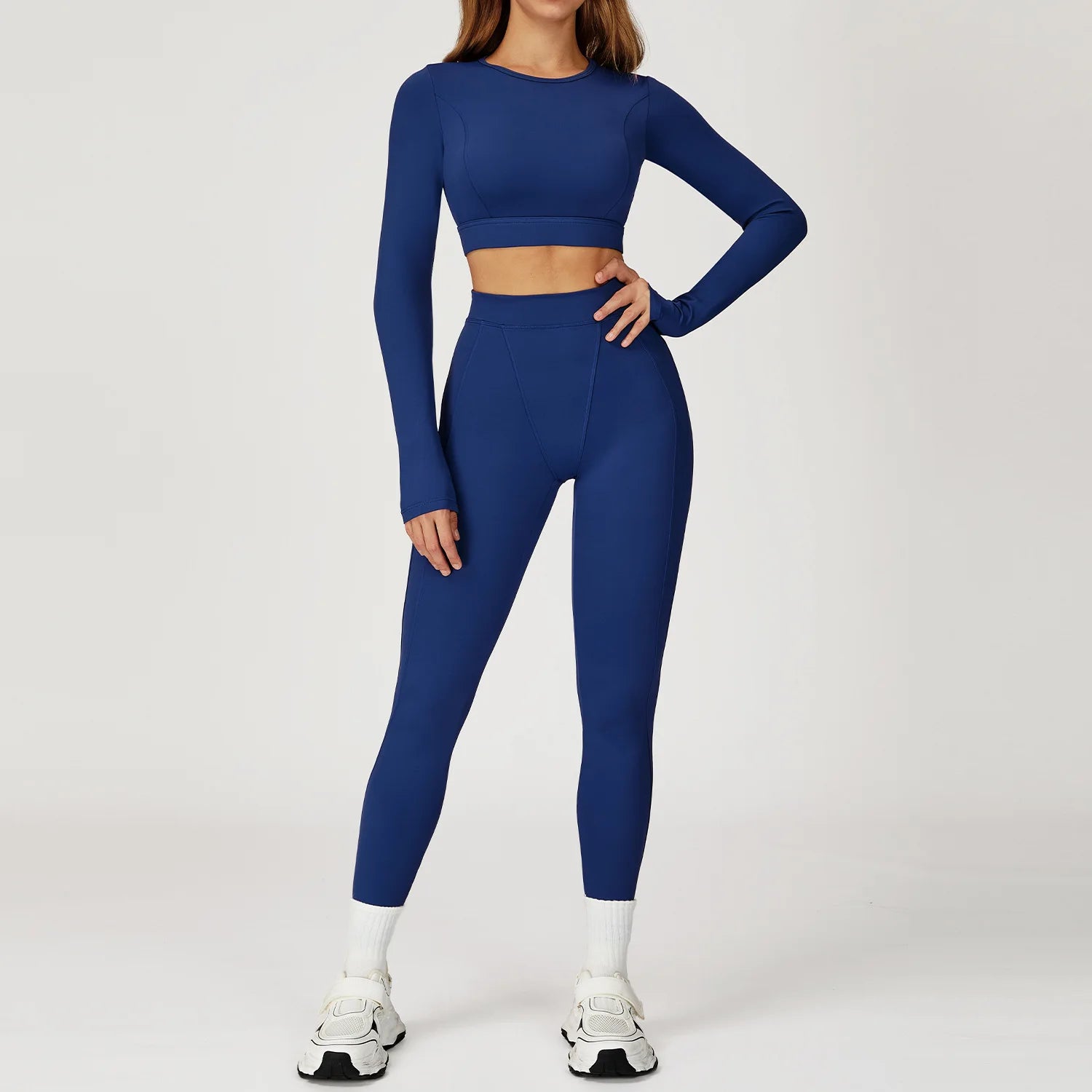 2PCS Yoga Set Gym Clothes Sportswear Yoga Suits For Women Outfits Fitness Set Tracksuits Sports Bra Gym Long Sleeved Leggings