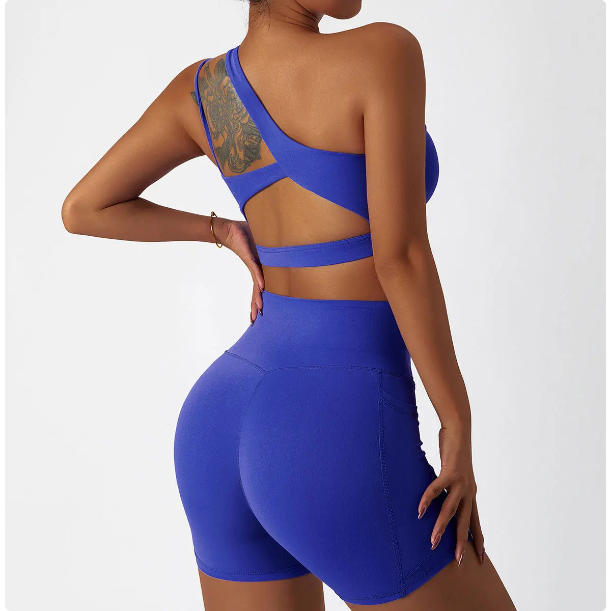 Comfort Single Strap Yoga Bra Chest Pad Running Women Sports Underwear Gym Top Stretch Pull Up Bra Women Vest Fitness Tank Top