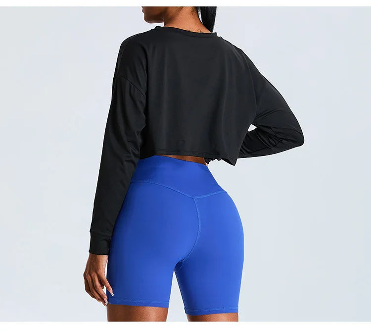 Women Loose Yoga Long Sleeved Fitness Top Loose Casual Sports T-shirt Quick Drying Workout Long Sleeved Running Fitness Clothes