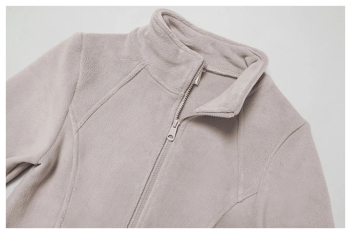 Winter Fleece Jacket for Women Yoga Long Sleeved Lamb Fleece Jacket Fleece Outdoor Top Thickened Warm Jacket for Women Top