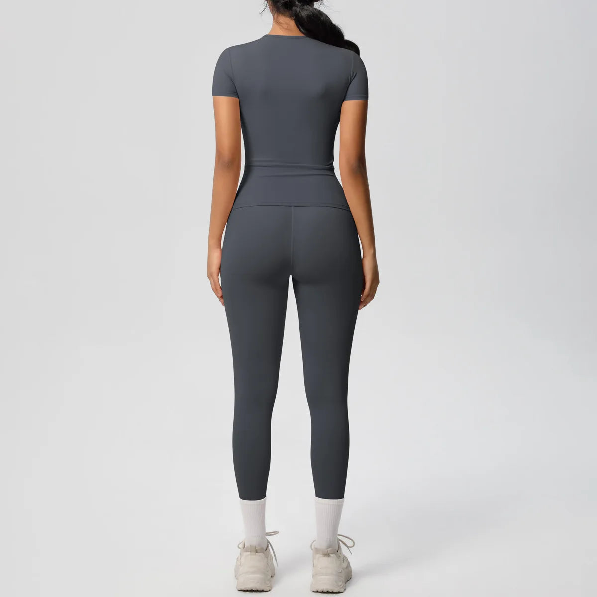 2PCS Yoga Set Women's Tracksuit Quick-Drying Gym Leggings Set Short Sleeve Breathable Gym Yoga Slim Fitness Active Top