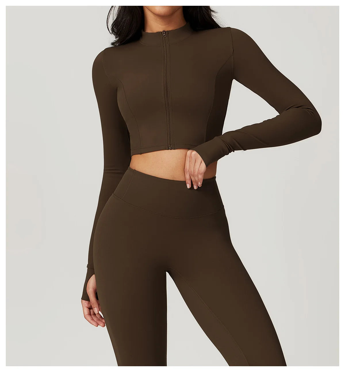 Women Outdoor Sports Long Sleeved Slim Yoga Clothes Quick Dry Zipper Cardigan Stand Up Collar Jacket Running Fitness Jacket Top