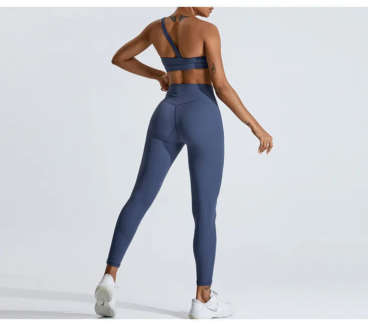 Women One Shoulder Sports Underwear Gym Top Bra Training Women Yoga Bra Stretch High Strength Workout Fitness Women Sports Vest