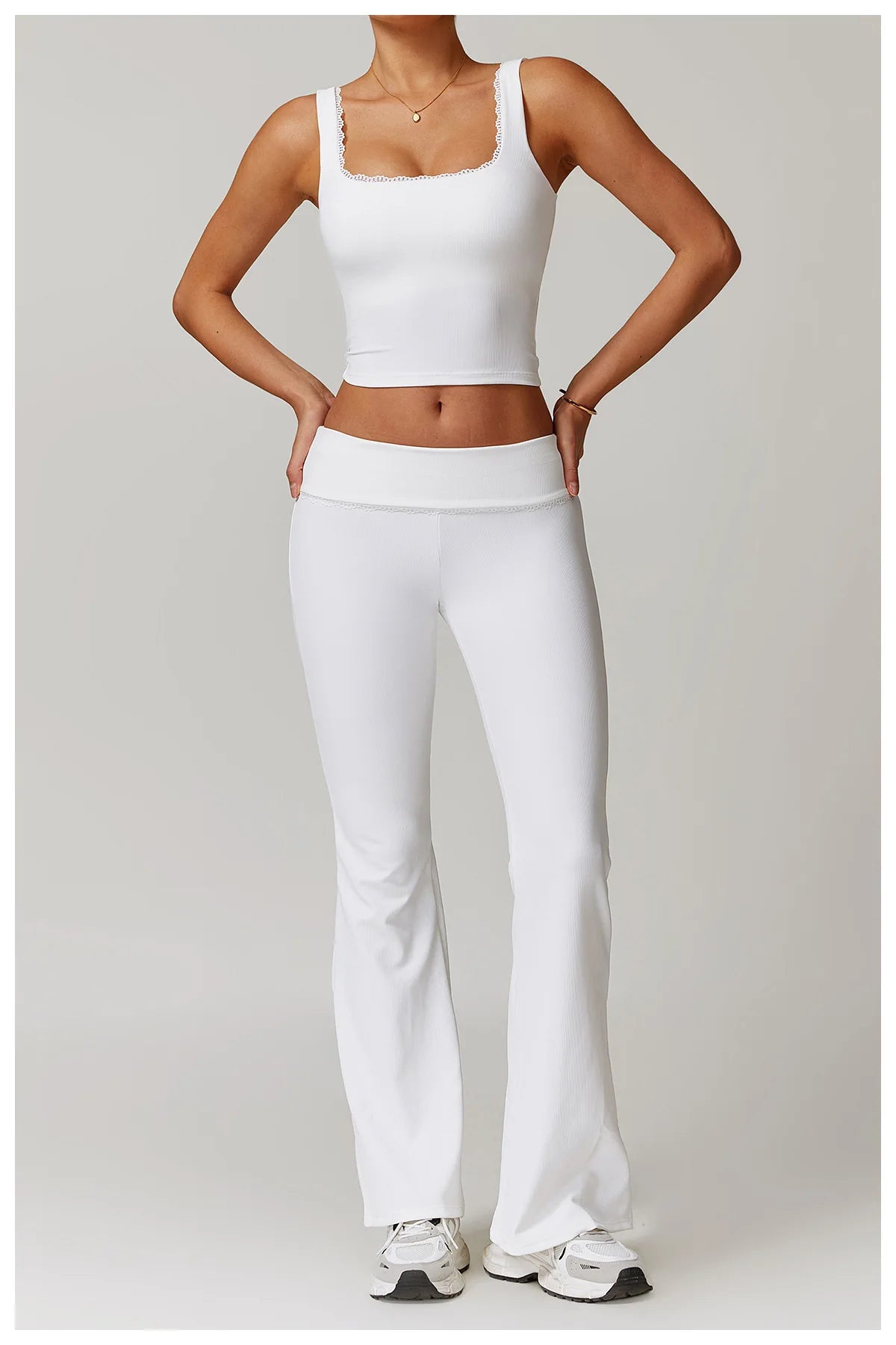 Women Flare Leggings High Waist Wide Leg Yoga Pants Lace Fitness Workout Tights Gym Sports Trousers Casual Slimming Clothing