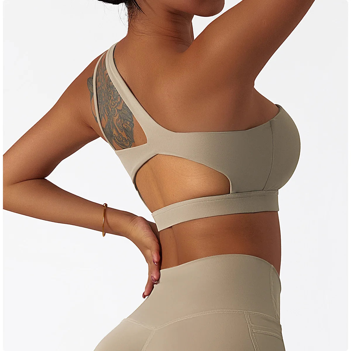 Comfort Single Strap Yoga Bra Chest Pad Running Women Sports Underwear Gym Top Stretch Pull Up Bra Women Vest Fitness Tank Top