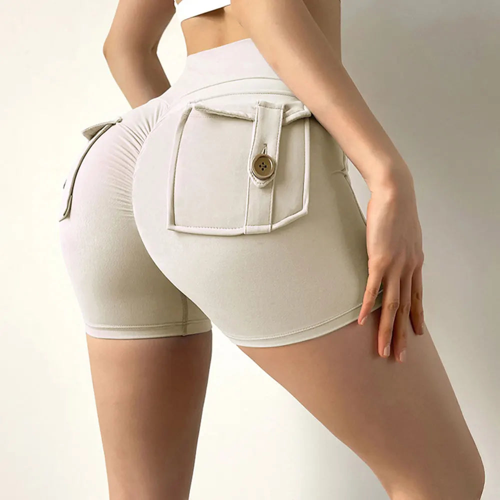 Summer Sports Shorts Pockets Women Gym Leggings Women Scrunch Butt Workout Shorts Cycling Shorts Push Up Yoga Pants Butt Shorts