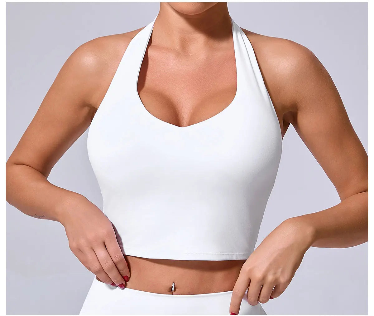 Women Hanging Neck Yoga Sports Bra Breathable Shock Proof Gym Workout Fitness Push Up Top Yoga Running Sportswear Vest Bra