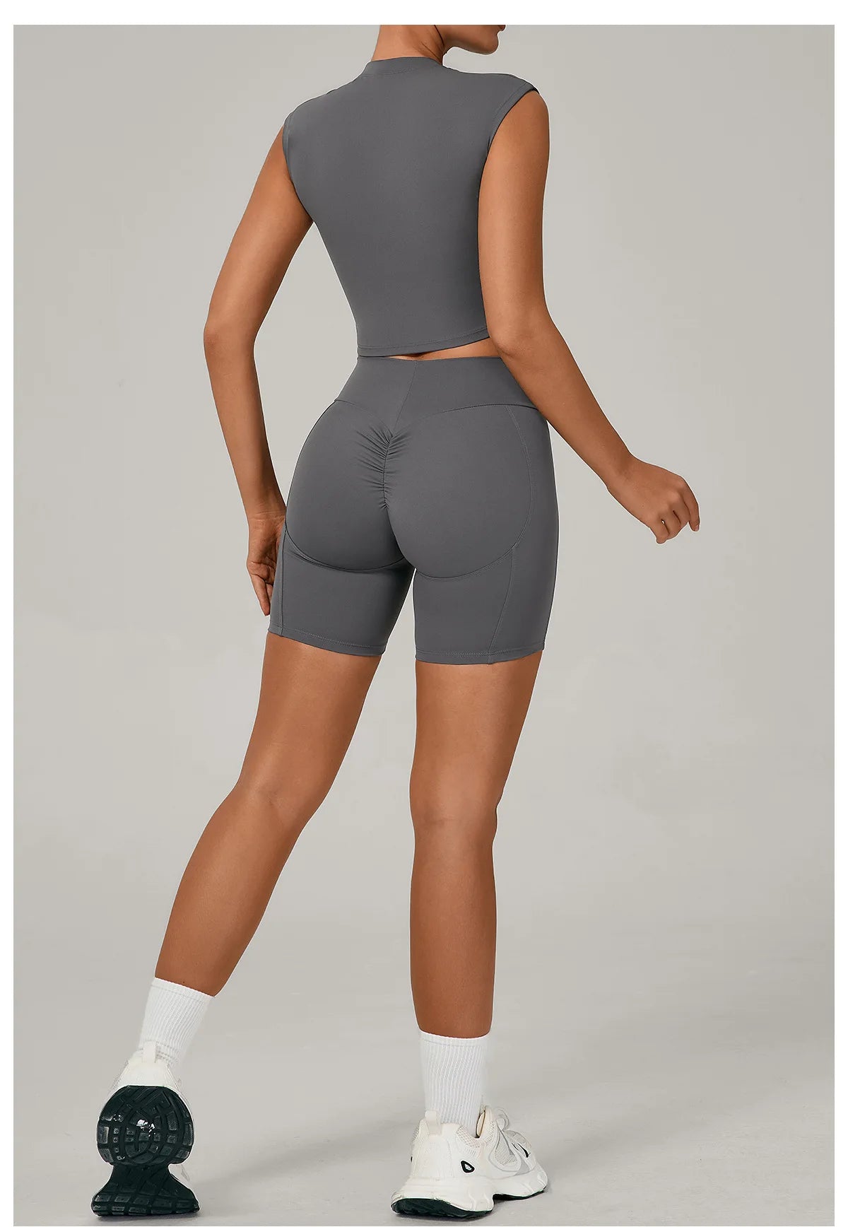 Yoga Sets Workout Sets Women Tracksuit 2 Pieces Gym Suits Yoga Short Sleeves High Waist Shorts Outfits Running Fitness Clothes