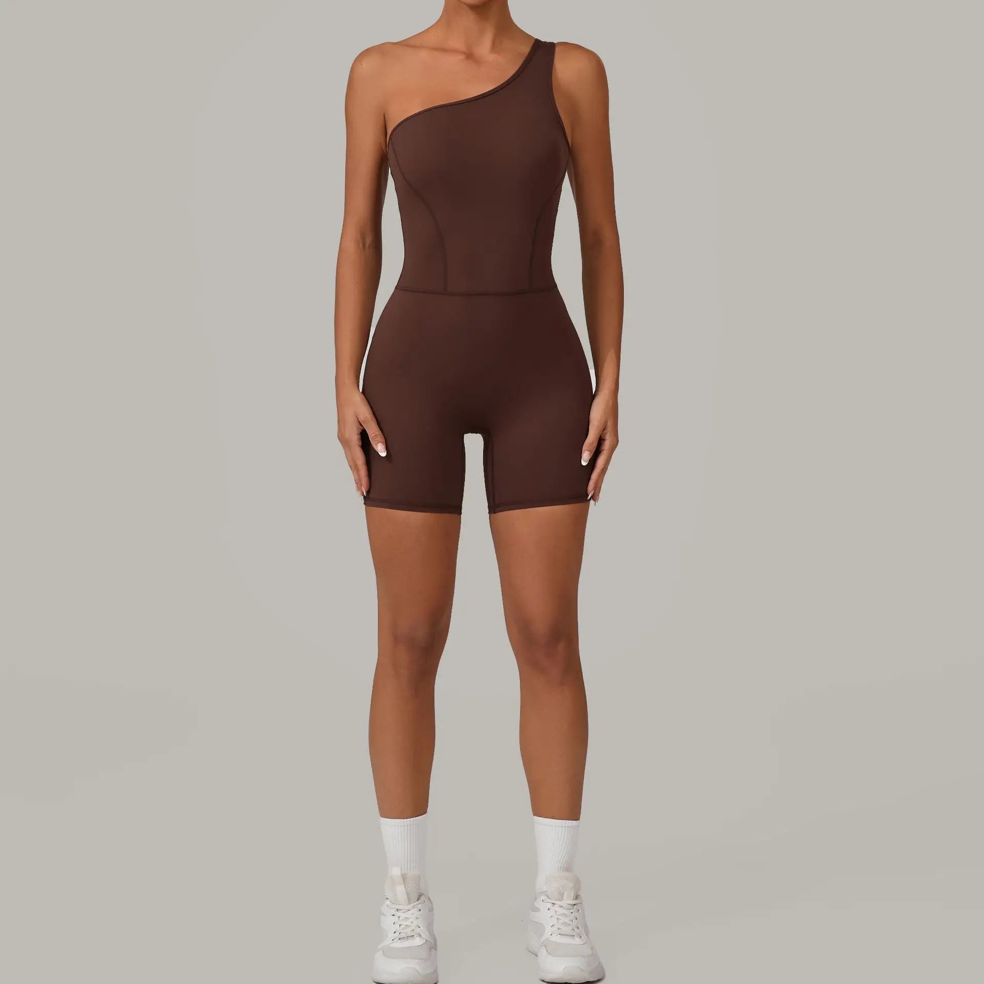 One Shoulder Jumpsuit Women's Fitness Suit Short Sets Sports Overalls for Woman Tracksuit Yoga Clothing Gym Workout Sportswear