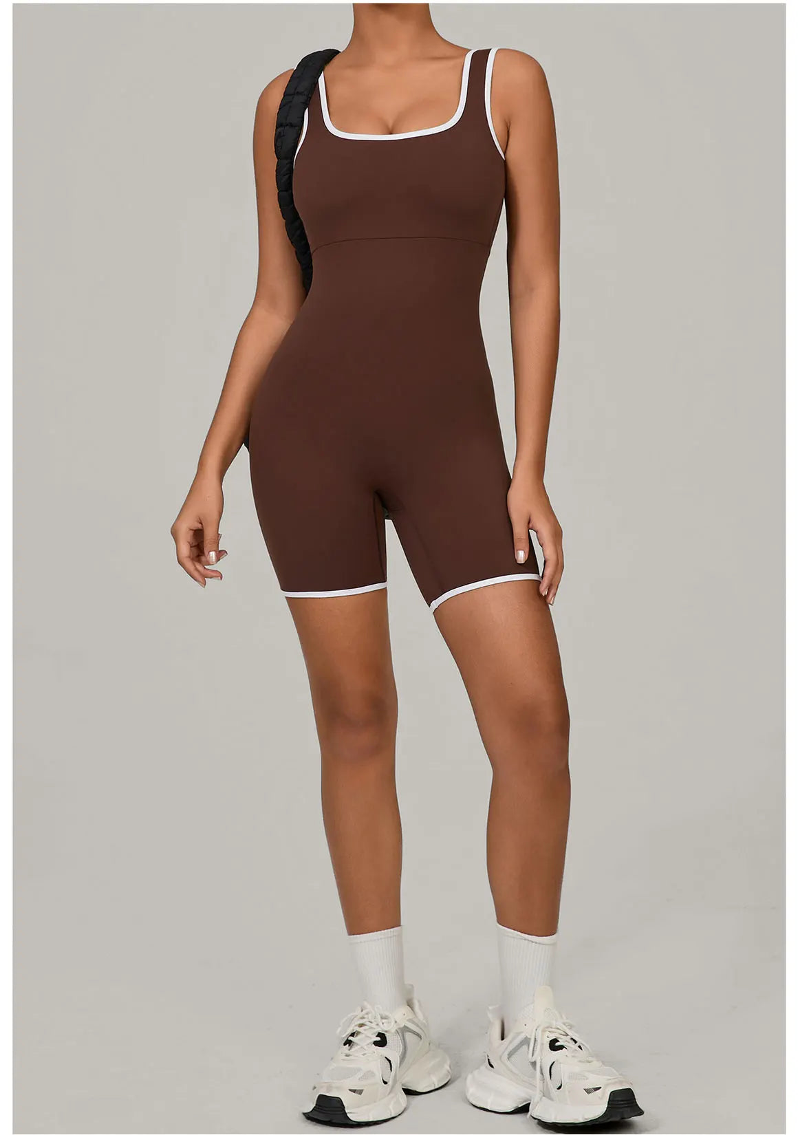 Women Color Blocked Yoga Jumpsuit Sleeveless Romper Elastic Quick Drying Fitness Workout Sportswear One-Piece Short Yoga Clothes