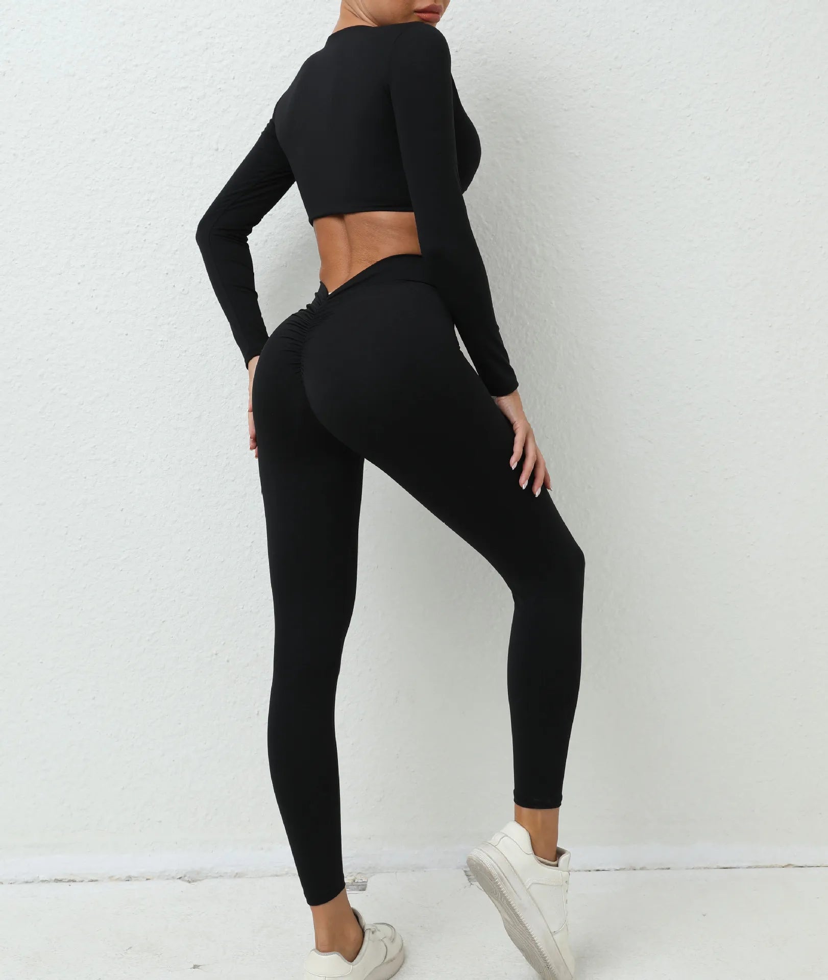 Yoga Set 2PCS Women Tracksuit Workout Set Sportswear Gym Clothes Fitness Long Sleeve High Waist Leggings Set Sports Suit