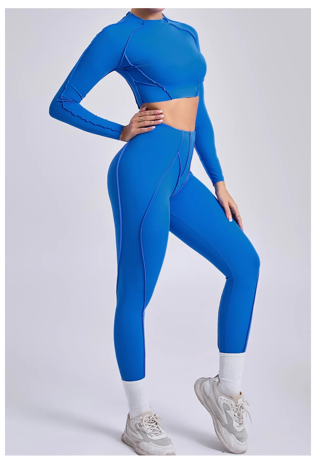 Yoga Set 2 Pieces Gym Clothes Sportswear Yoga Suits For Women Fitness Set Workout Tracksuits Sports Long Sleeved Gym Leggings