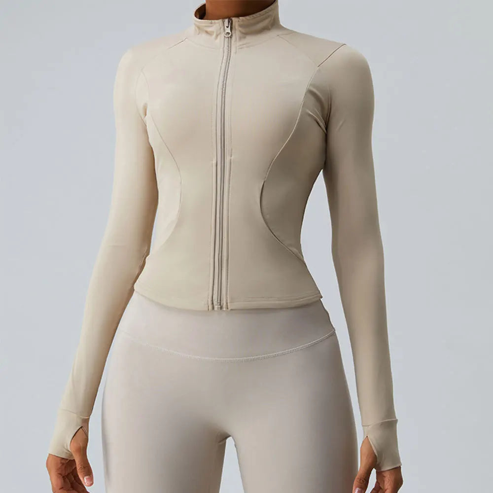 New Outdoor Running Yoga Jacket Elasticity Women's Sports Jacket Gym Sports Long Sleeves Women Quick-Drying Tights Zipper Hoodie