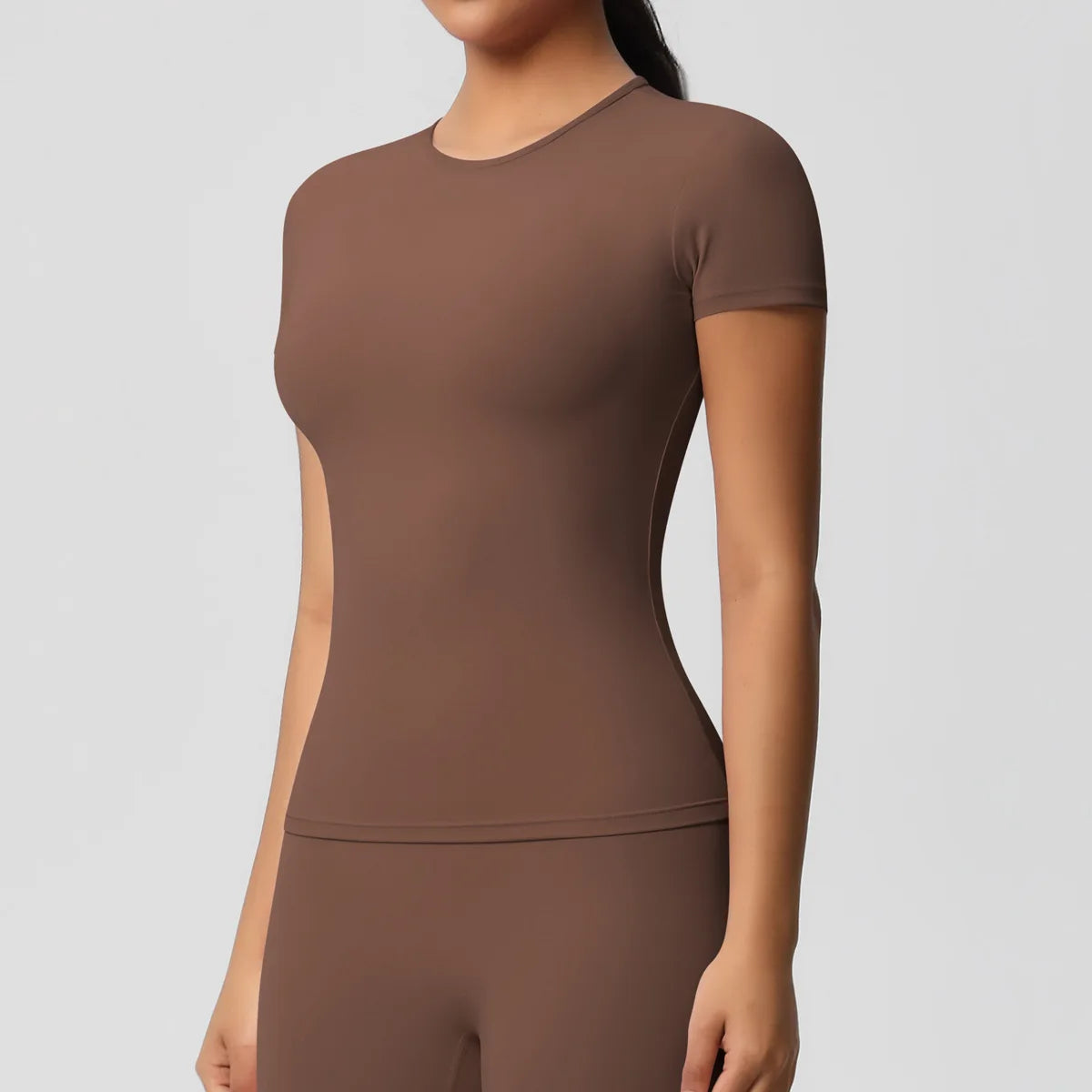 New Women Running Sports T Shirt Summer Short Sleeve Round Neck Breathable Stretchy Gym Yoga Slim Fitness Active Top Tee