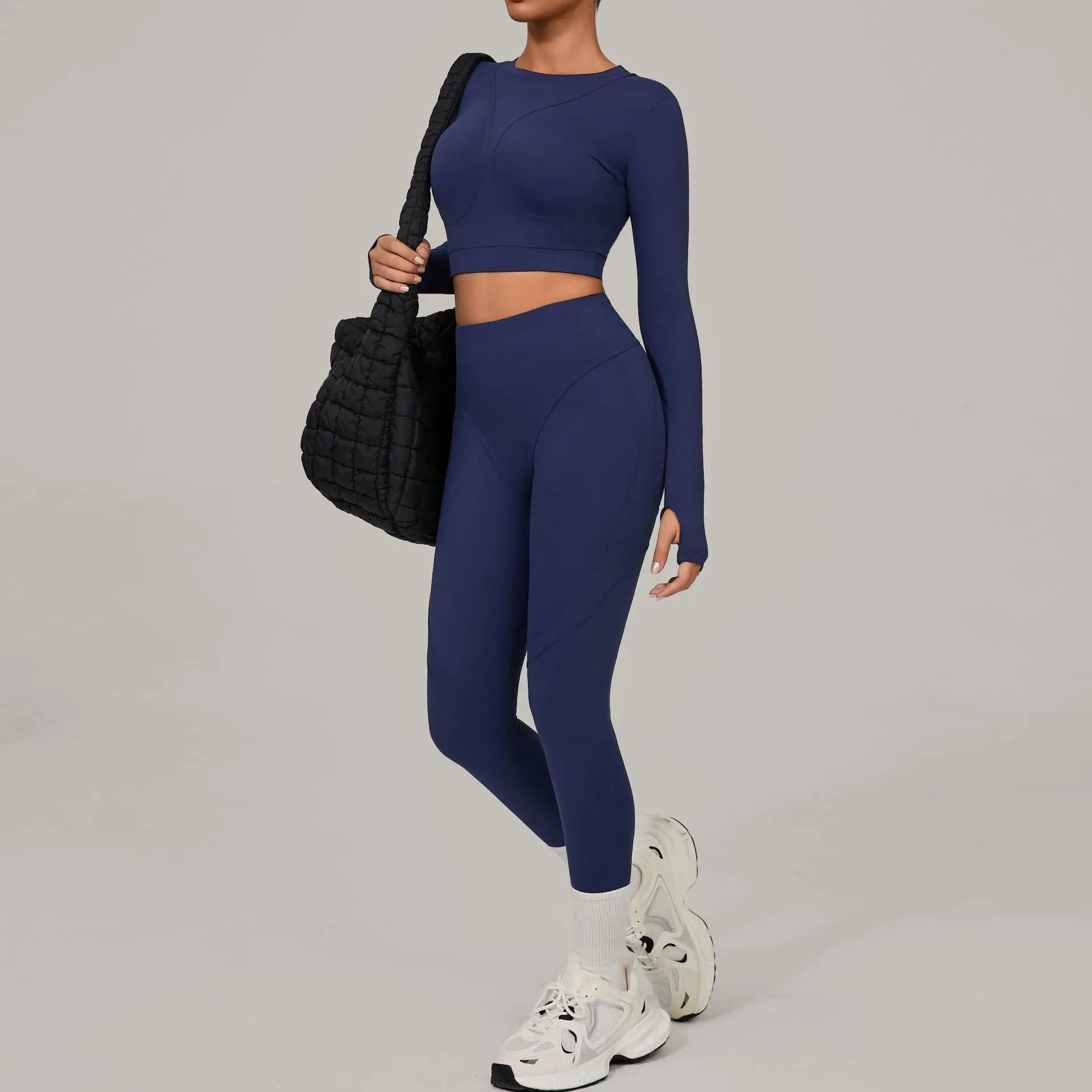 Women Tracksuit 2PCS Yoga Suit Sports Set Women Quick-Drying Gym Set Running Workout Long Sleeve Sports Shirt Yoga Clothing