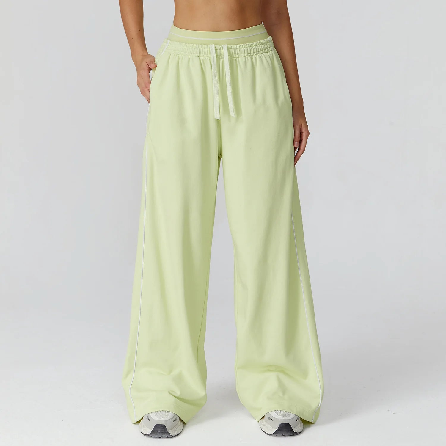 Color Blocking Sports Sweatpants Women Yoga Pants Loose High Waisted Straight Leg Sweatpants With Pockets Outdoor Fitness Pants