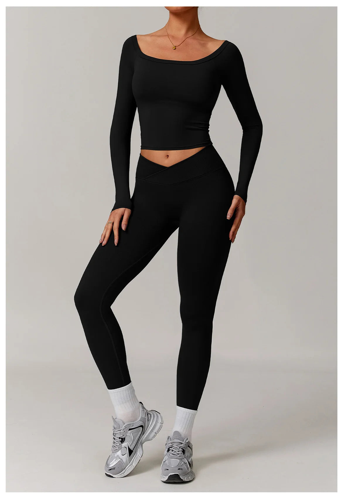 2 Pieces Yoga Suit Sports Set Women Athletic Wear Gym Set Women Tracksuit Running Workout Long Sleeve Sports Shirt Yoga Clothing