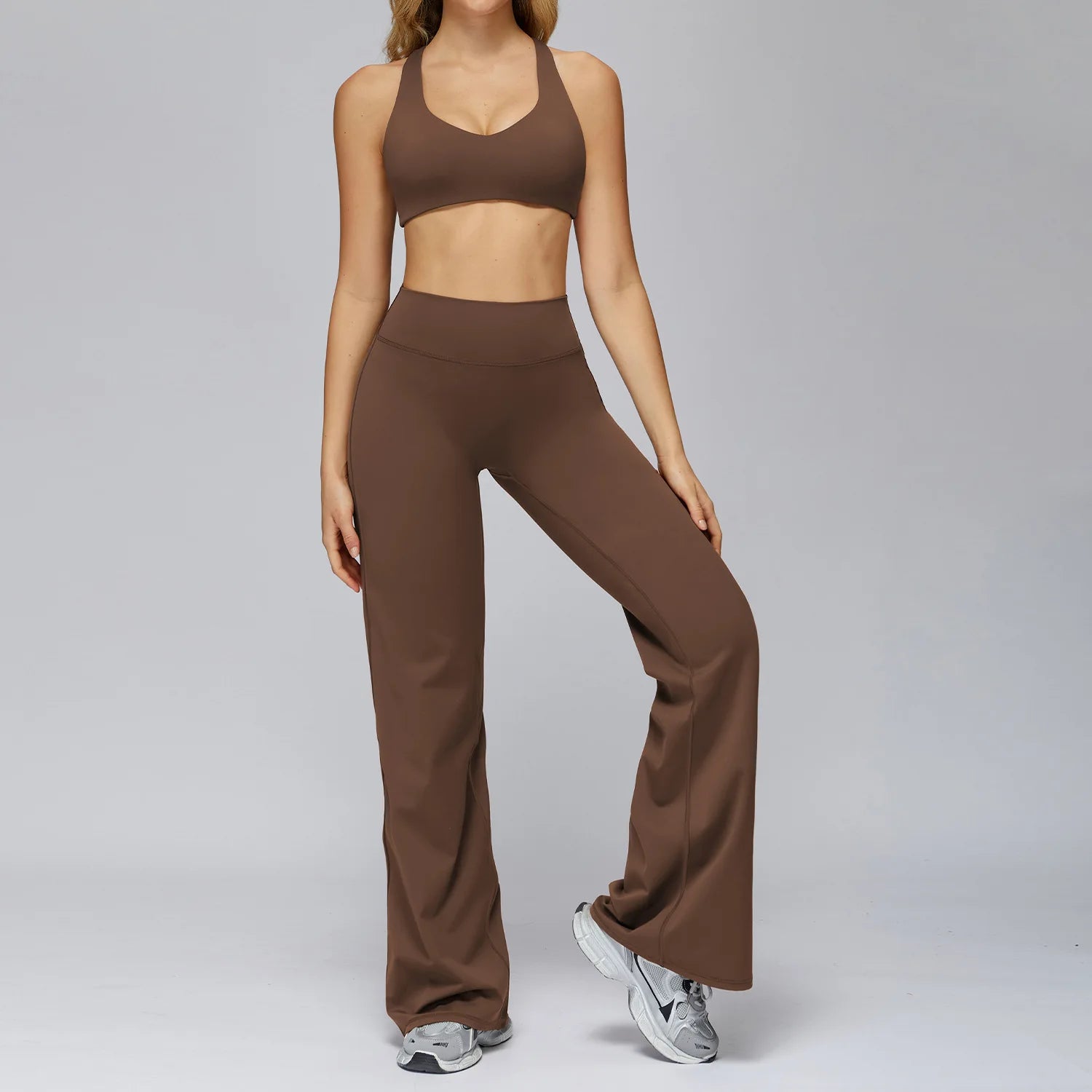 Yoga Set 2PCS Women Sportswear Workout Clothes Seamless Athletic Wear Gym Legging Fitness Bra Crop Top Long Sleeve Sports Suits