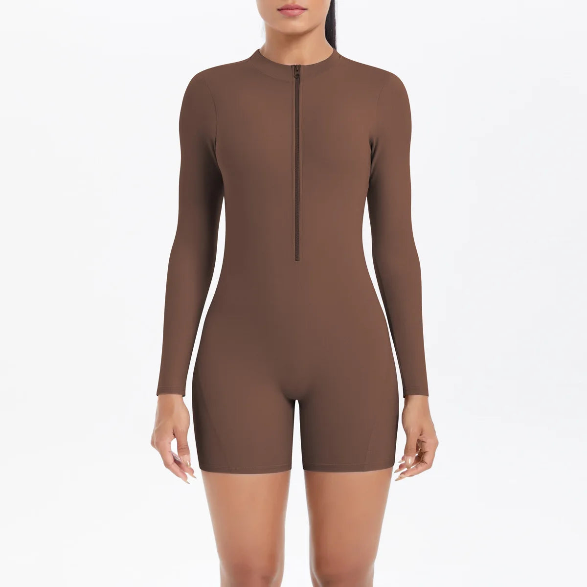 Gym Jumpsuit Women's Fitness Suit Short Set Sports Overalls Woman Tracksuit Yoga Clothing Zipper Long Sleeved Workout Sportswear